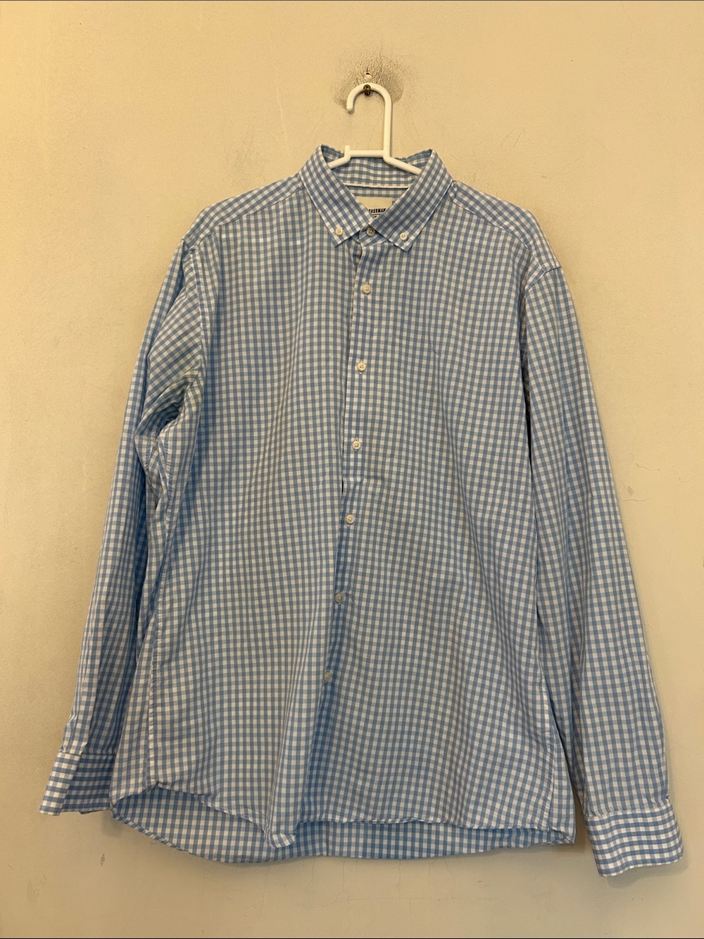 Ben Sherman Light Blue Gingham Button-Down Mens Shirt 16 1/2 34 35 EUC
